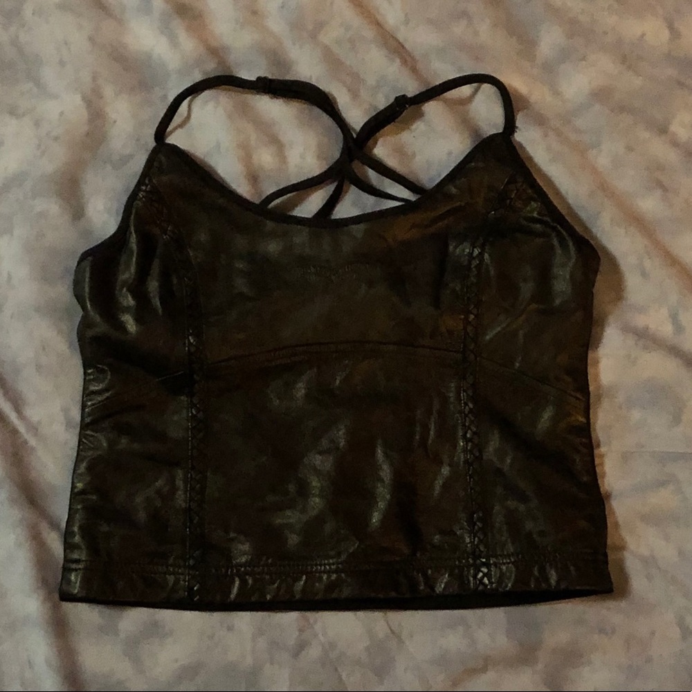Leather Harley Davidson Crop Top